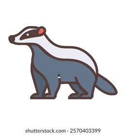 Cute cartoon badger vector illustration. Funny blue badger character.