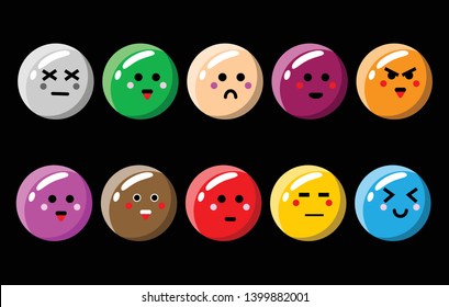 Cute cartoon ball icon set - Vector illustration for sticker, posters, logo, graphic design, mobile application, patches, prints clothes, emblems, web design, infographics, UI. 