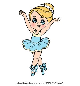 Cute cartoon ballerina girl dance in lush tutu color variation for coloring page isolated on a white background
