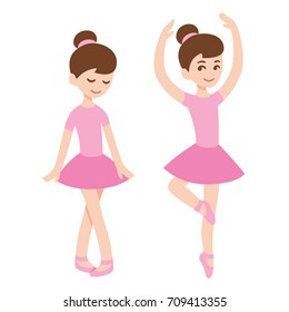 Cute Cartoon Ballerina Girl Pink Dress Stock Vector (Royalty Free ...