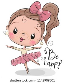 Cute Cartoon Ballerina on a white background
