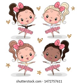 Cute Cartoon Ballerina on a white background