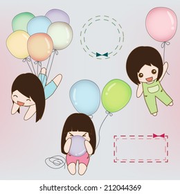 cute cartoon with balloon