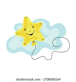 Estrella de globo de dibujos animados. Ilustración del vector