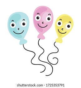 Cute cartoon balloons. Vector illustration