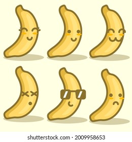 cute cartoon banana characters with different expressions