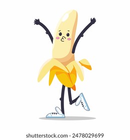 Cute cartoon banana vector character isolated on a white background.
