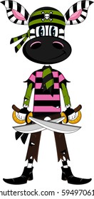 Cute Cartoon Bandana Zebra Pirate