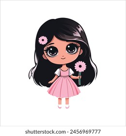 A cute Cartoon Barbie doll in vector