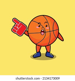 Cute Cartoon Basketball With Foam Finger Glove In Modern Design