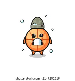 cute cartoon basketball with shivering expression , cute design