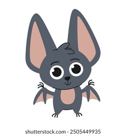 Cute cartoon bat. Animal children illustration on white background. Vector.