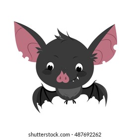 Cute cartoon bat character.