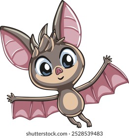 Cute cartoon bat character. Vector illustration isolated on white background.