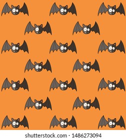 Cute cartoon bat doodle style background.Vector illustration.