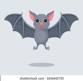 A cute cartoon bat is flying