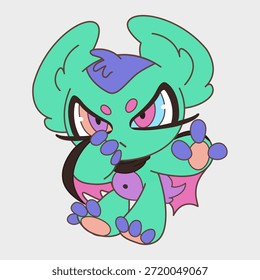 Cute cartoon bat. Funny character. Cartoon character design. EPS 10.