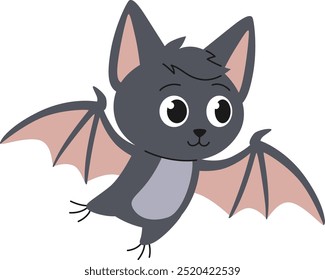 Cute cartoon bat. Halloween character. White background