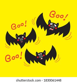 Cute cartoon bat halloween, Decor creepy cute halloween image, illustration vector
