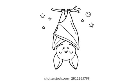 Cute cartoon bat hanging