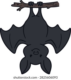 Cute cartoon bat hanging