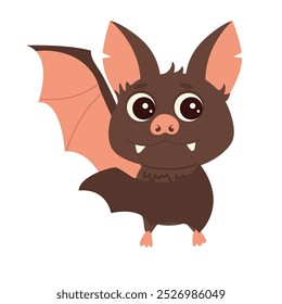 Cute cartoon bat isolated on a white background. Halloween. Vector illustration.