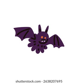 Cute cartoon bat with playful features. Halloween vector illustration