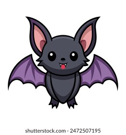 Cute Cartoon Bat Ready to Fly to Halloween
