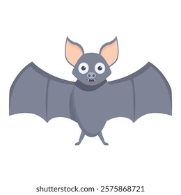 Cute cartoon bat standing and spreading its wings