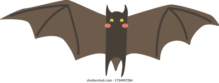 Cute Cartoon bat, Vector illustration bat on a white background. Drawing for children