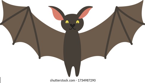 Cute Cartoon bat, Vector illustration bat on a white background. Drawing for children