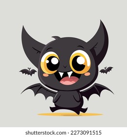 Cute cartoon bat. Vector illustration. Cartoon style. Halloween.