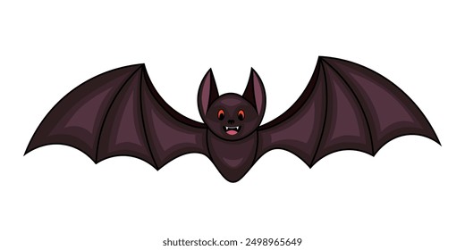 Cute cartoon bat vector illustration, isolated on white background, decorative element for Halloween party.