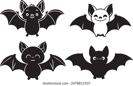 Cute cartoon BAT with wings Vector illustration