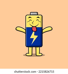Cute cartoon Battery character with flashy expression in modern cute style illustration