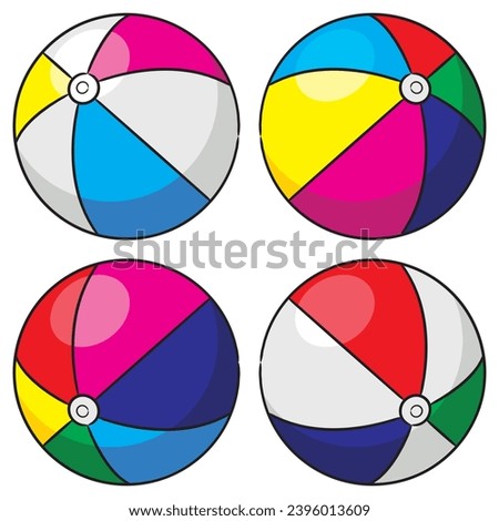 Cute cartoon beach ball set illustration.