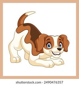 cute cartoon beagle dog bowing