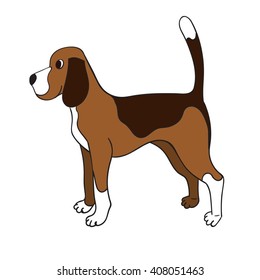 Cute cartoon beagle isolated on white background. Funny dog. Vector illustration. Eps 10. 