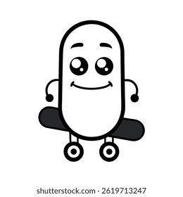 Cute Cartoon Bean Riding a Skateboard