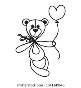 Un lindo oso de dibujos animados con globo. Ilustración del vector