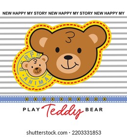 Cute Cartoon bear with beground for  t shirt kids