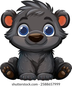 Cute cartoon bear with big blue eyes