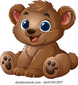Cute cartoon bear with big blue eyes