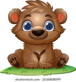 Cute cartoon bear with big eyes and fluffy fur