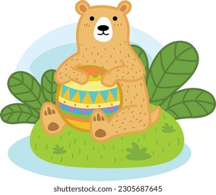 cute cartoon bear character on white background illustration