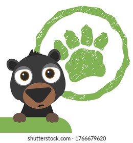 Cute cartoon bear character with paw sign.Vector illustration of cute cartoon wildlife concept.