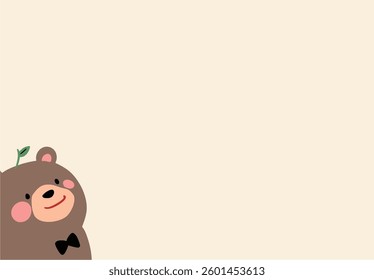 Cute cartoon bear character thinking with a soft pastel-colored frame and empty space for notes or messages. Perfect for children's stationery.