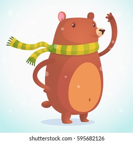  Cute cartoon bear character. Wild forest animal collection. Baby education. Isolated on white background. Flat design. Vector illustration icon of a brown bear
