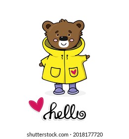 cartoon bear with yellow raincoat