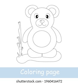 Cute cartoon bear coloring page. Learn to draw animals. Vector line art, hand drawing. Coloring book for children. Print for a t-shirt, label or sticker.